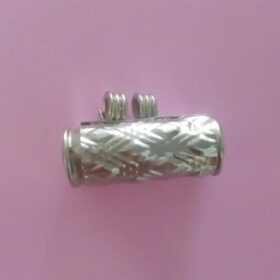 Pure Silver Stainless steel Drum Shaped Amulet (Taweez) Locket with Black Cord
